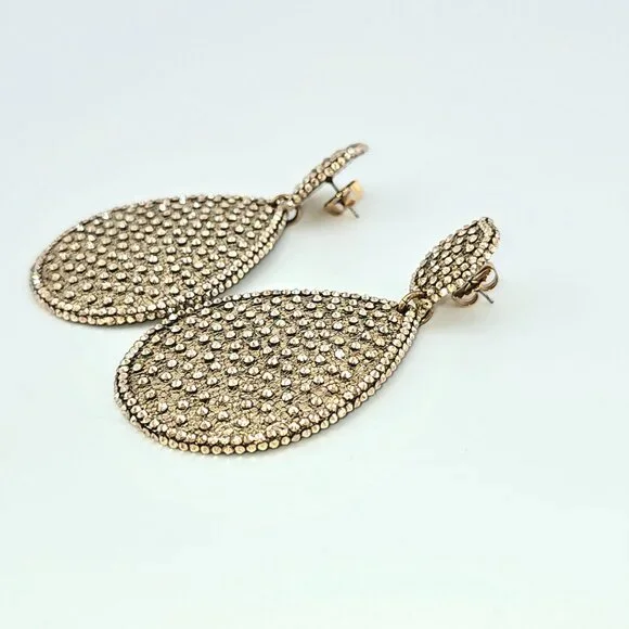 Roni Blanshay Swarovski Crystal Teardrop Statement Earrings – Champagne Gold - Picture 10 of 11